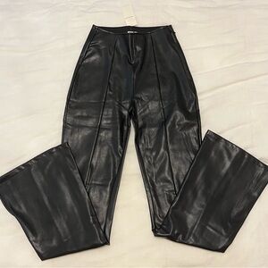 Abercrombie Curve Love Vegan Leather Split-Hem Flare Pants